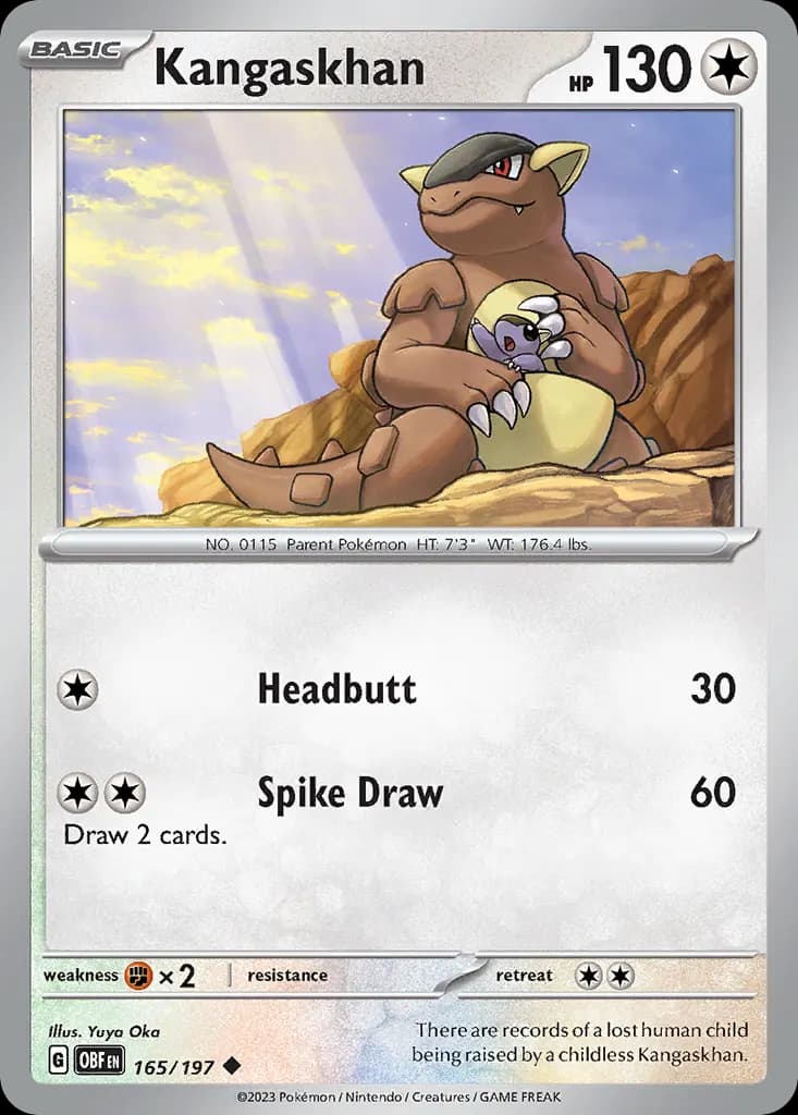 Kangaskhan — Obsidian Flames 165 Pokémon card