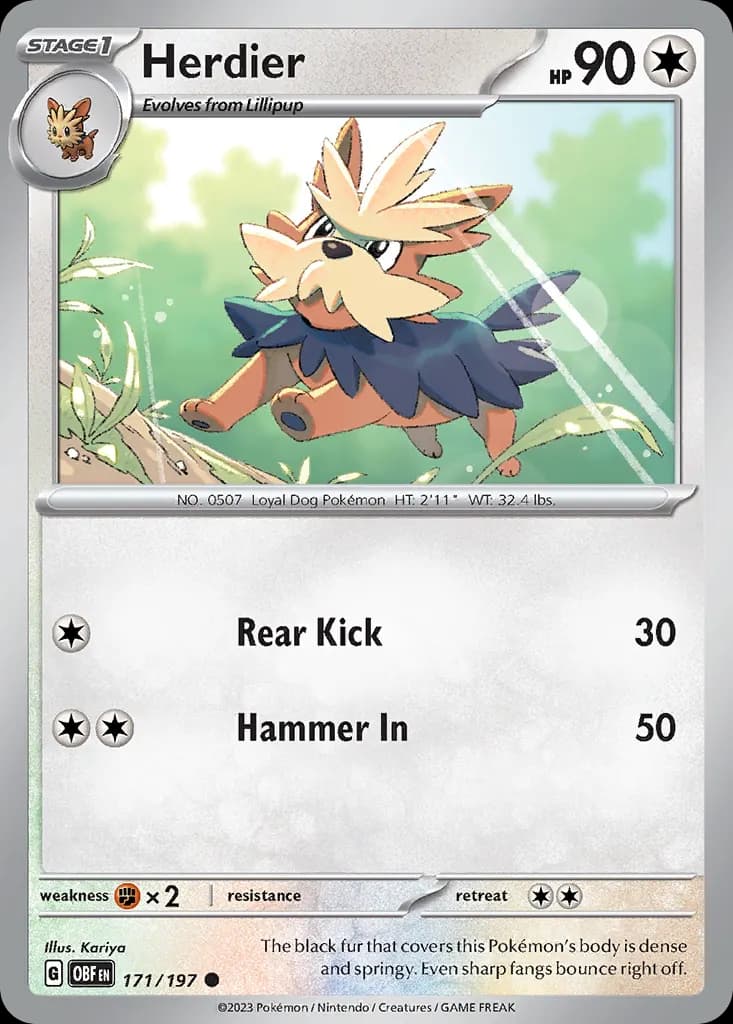 Herdier — Obsidian Flames 171 Pokémon card