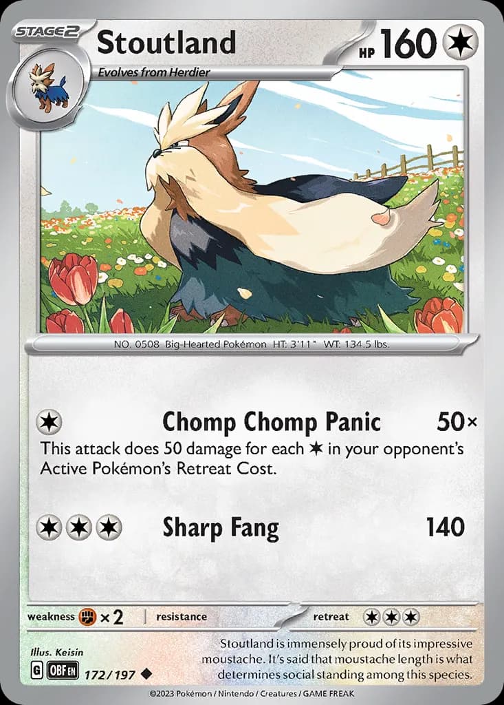 Stoutland — Obsidian Flames 172 Pokémon card