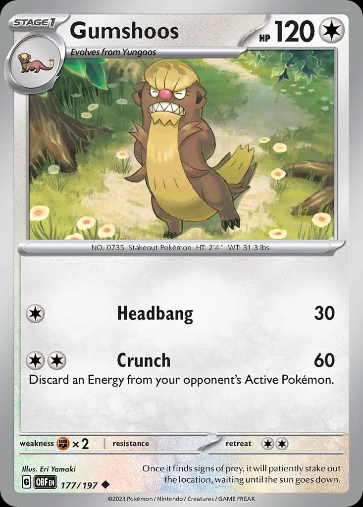 Gumshoos — Obsidian Flames 177 Pokémon card