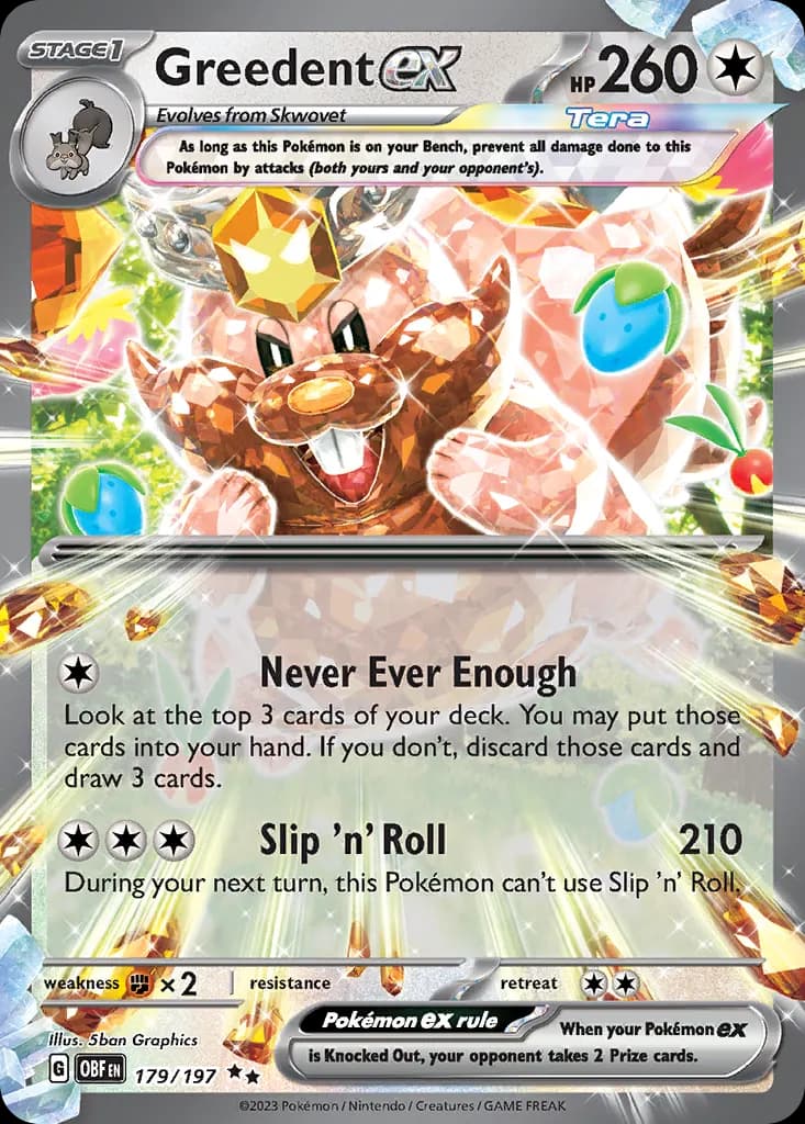Greedent ex — Obsidian Flames 179 Pokémon card