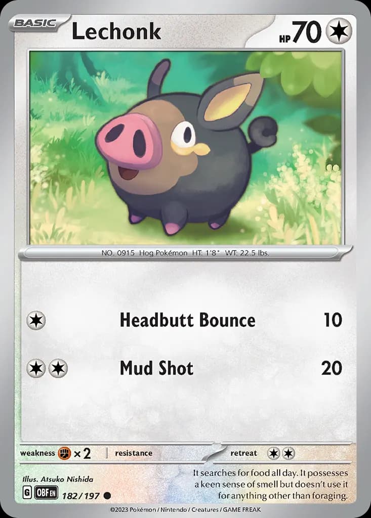 Lechonk — Obsidian Flames 182 Pokémon card