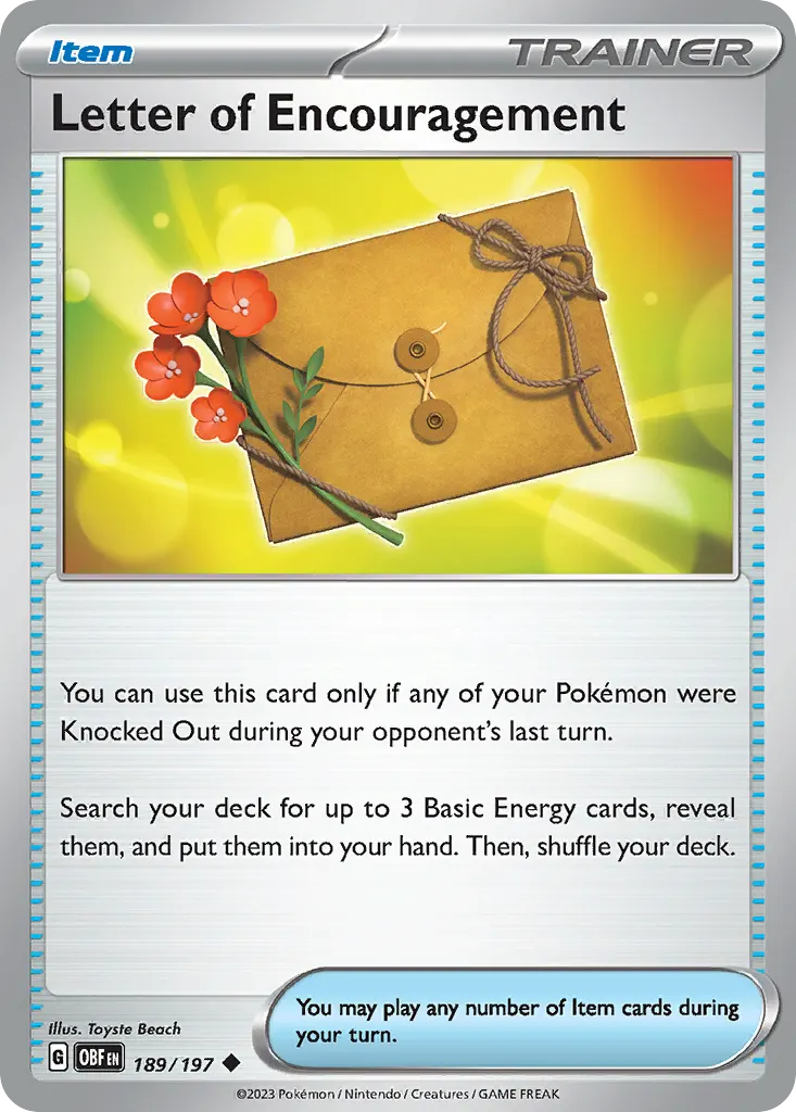 Letter of Encouragement — Obsidian Flames 189 Pokémon card