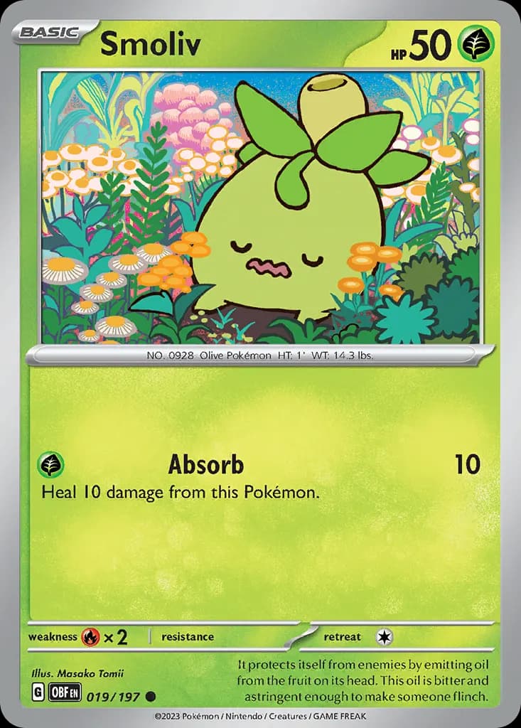 Smoliv — Obsidian Flames 19 Pokémon card
