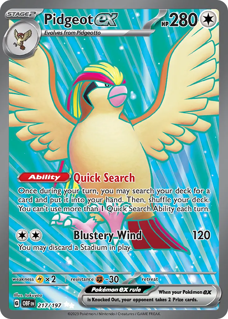 Pidgeot ex — Obsidian Flames 217 Pokémon card