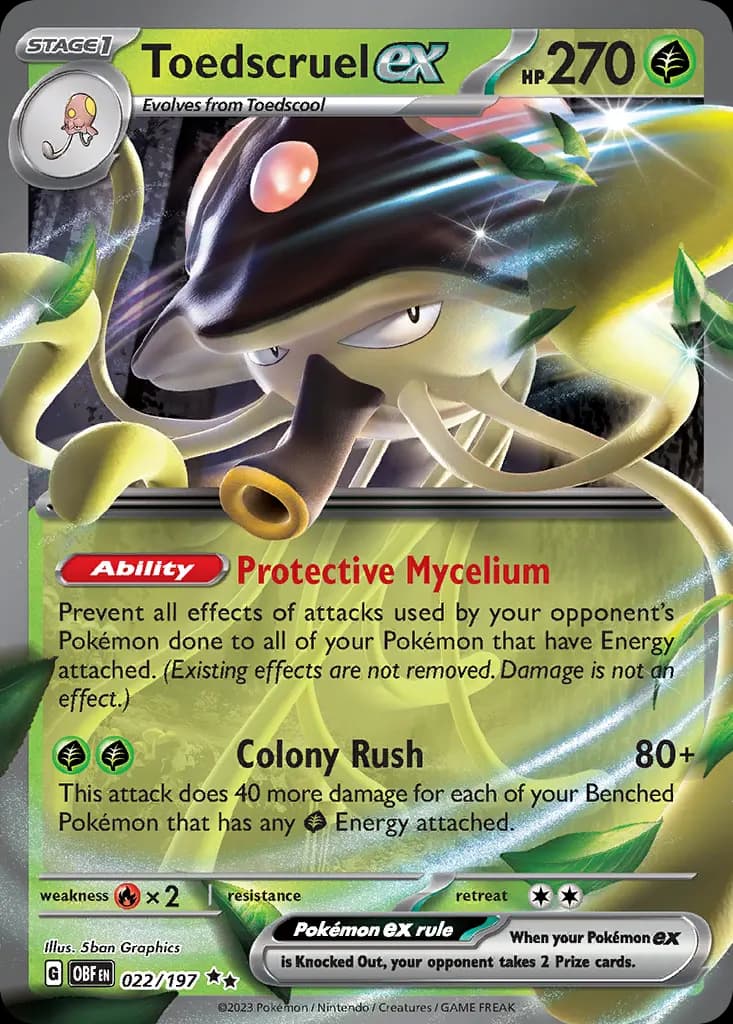 Toedscruel ex — Obsidian Flames 22 Pokémon card