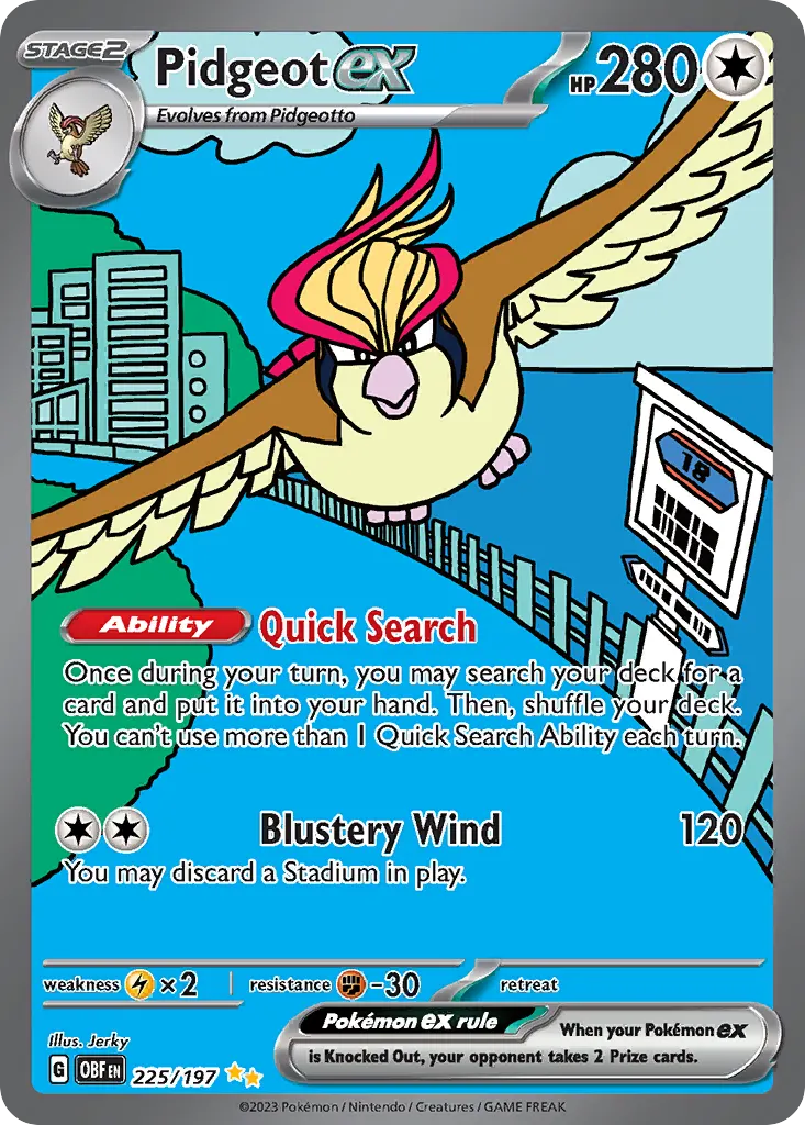 Pidgeot ex — Obsidian Flames 225 Pokémon card