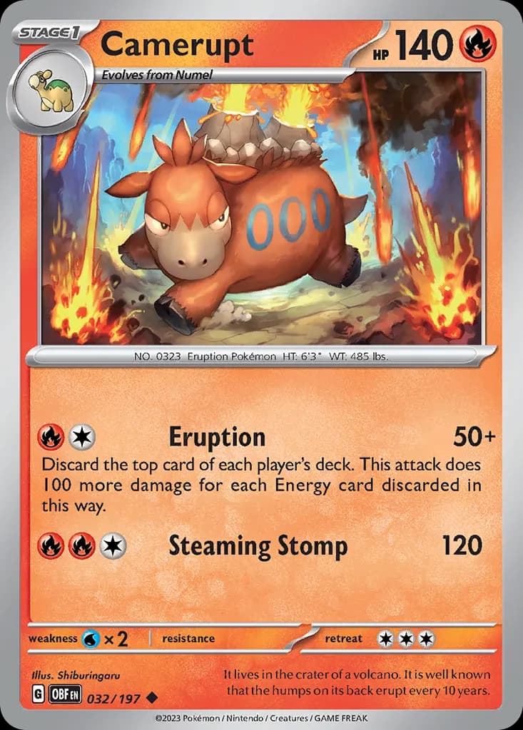 Camerupt — Obsidian Flames 32 Pokémon card