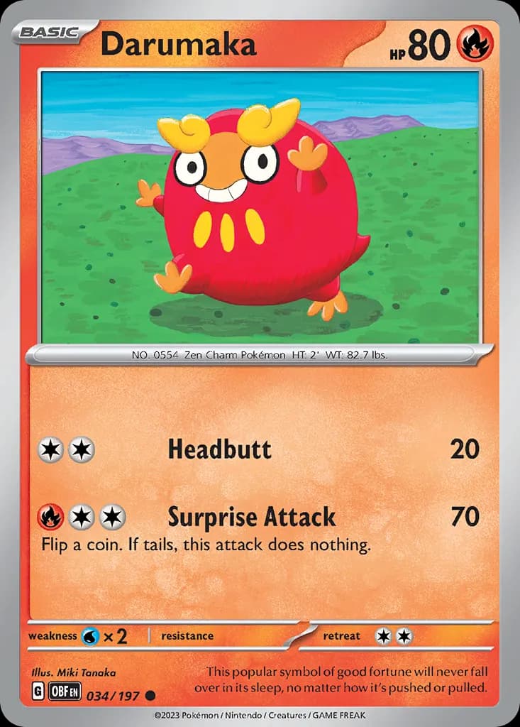 Darumaka — Obsidian Flames 34 Pokémon card