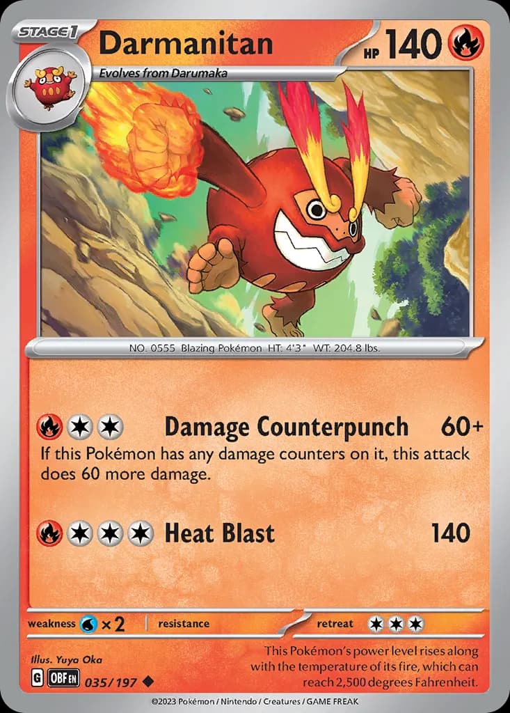 Darmanitan — Obsidian Flames 35 Pokémon card