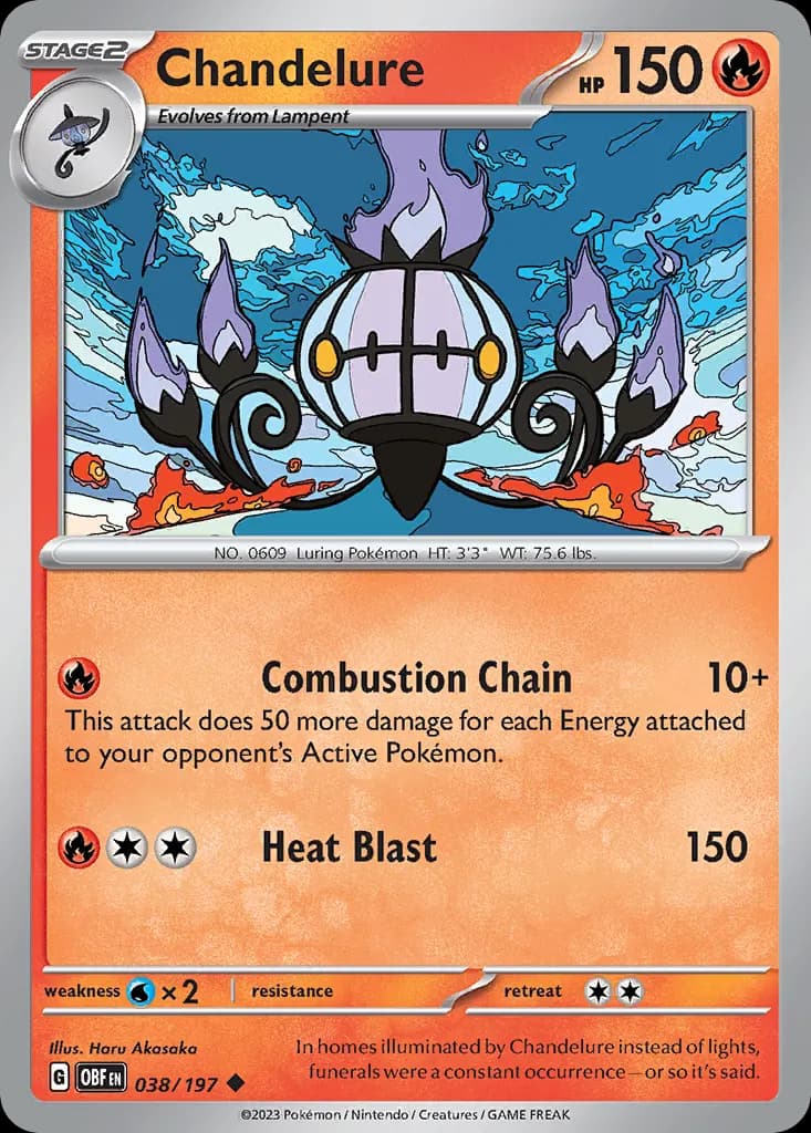 Chandelure — Obsidian Flames 38 Pokémon card