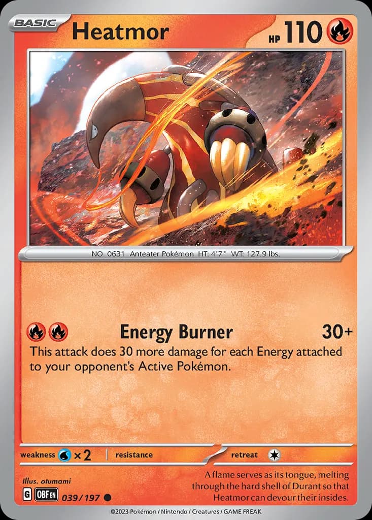 Heatmor — Obsidian Flames 39 Pokémon card