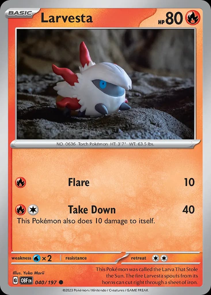 Larvesta — Obsidian Flames 40 Pokémon card