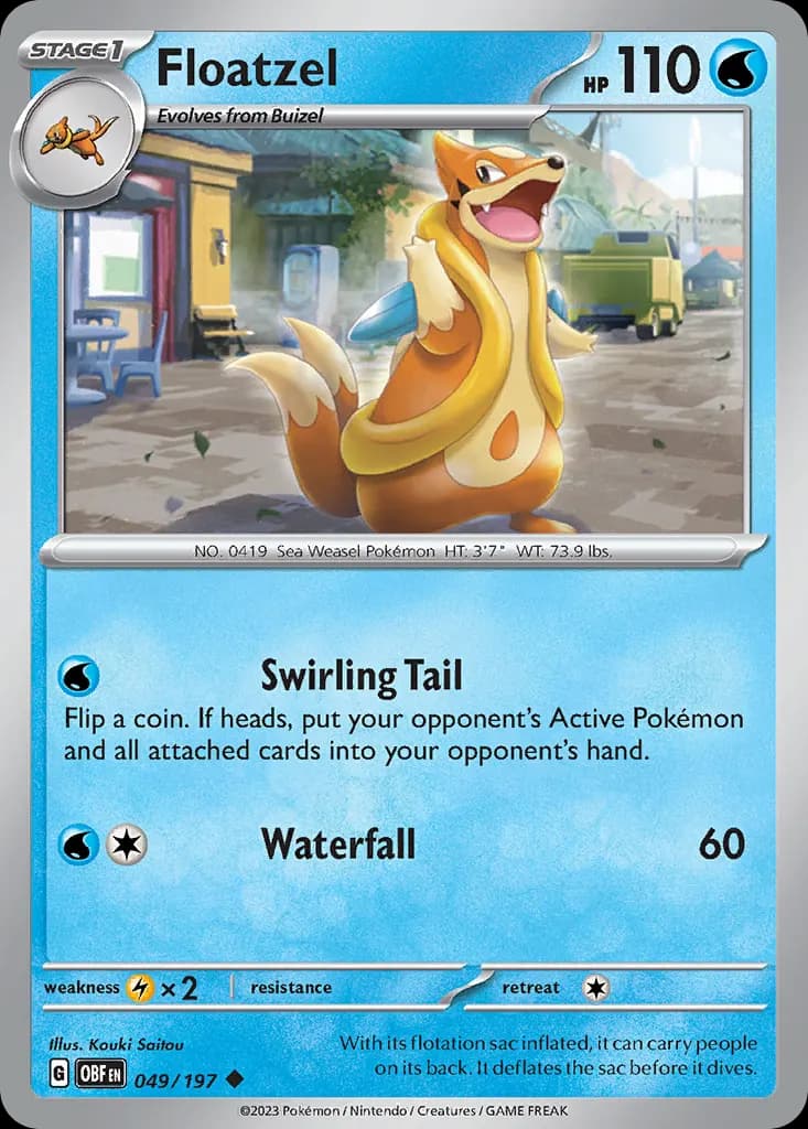 Floatzel — Obsidian Flames 49 Pokémon card