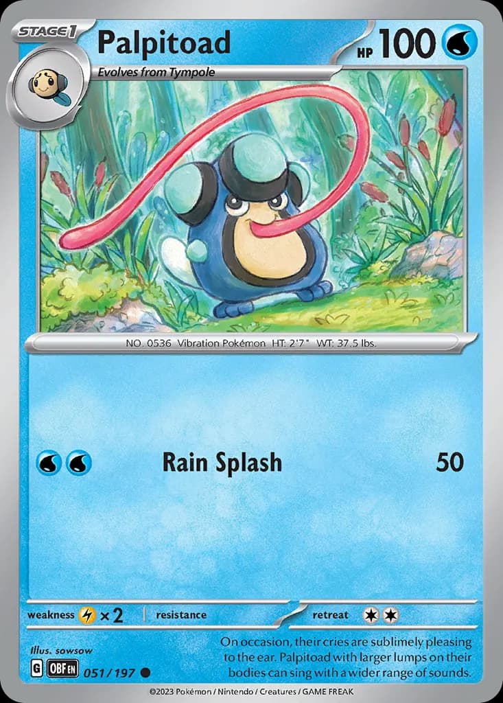 Palpitoad — Obsidian Flames 51 Pokémon card