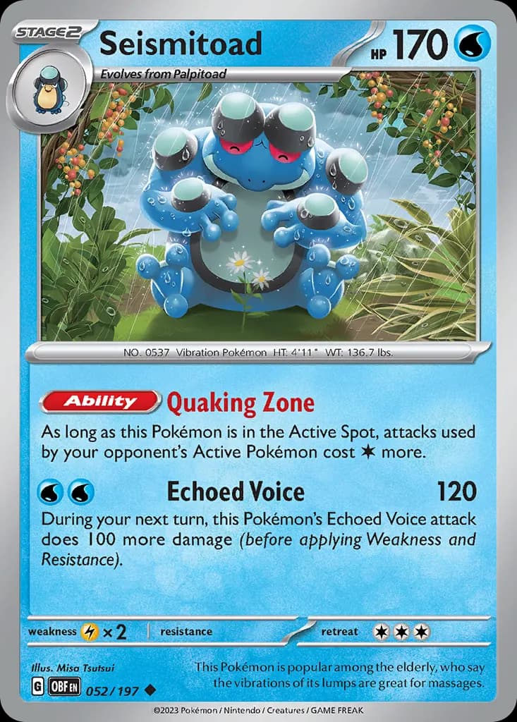 Seismitoad — Obsidian Flames 52 Pokémon card