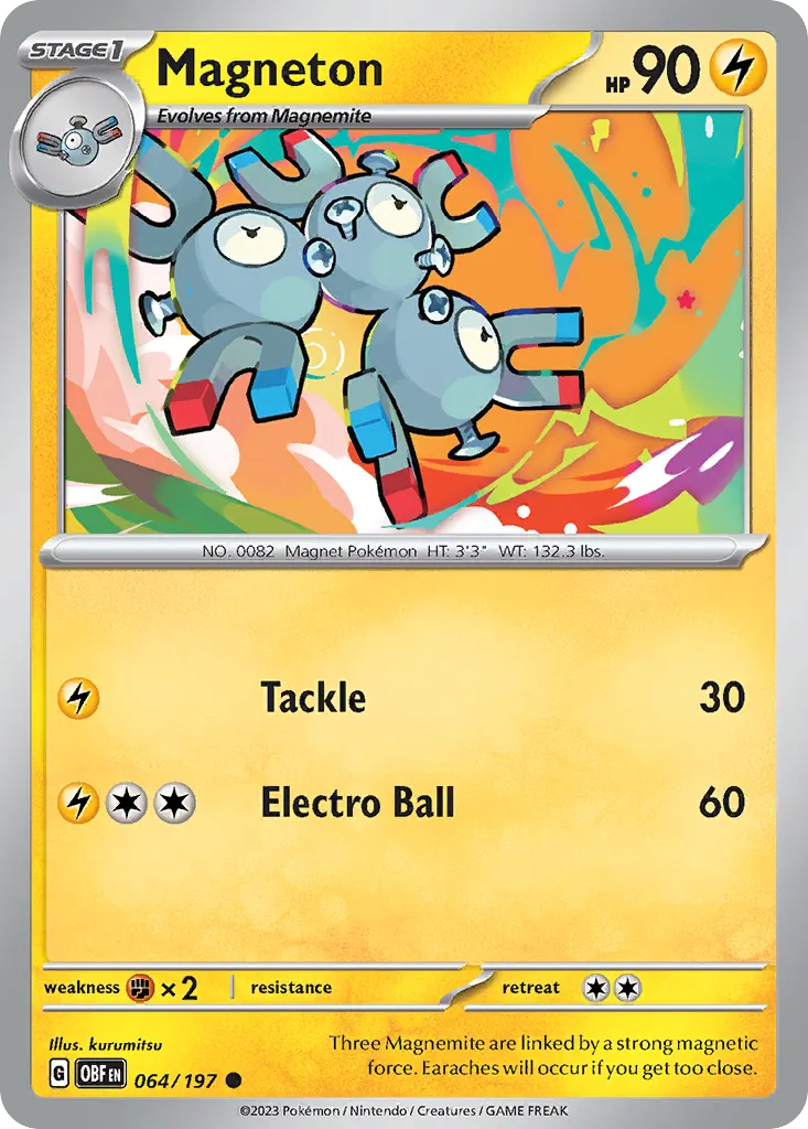 Magneton — Obsidian Flames 64 Pokémon card