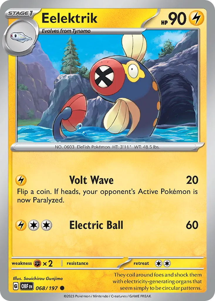 Eelektrik — Obsidian Flames 68 Pokémon card