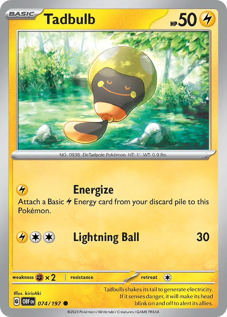 Tadbulb — Obsidian Flames 74 Pokémon card