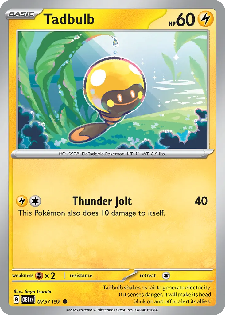 Tadbulb — Obsidian Flames 75 Pokémon card