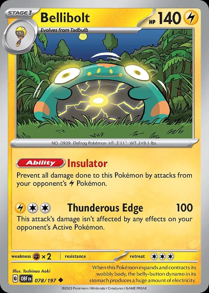 Bellibolt — Obsidian Flames 78 Pokémon card