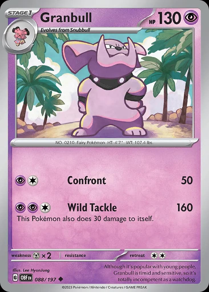Granbull — Obsidian Flames 88 Pokémon card
