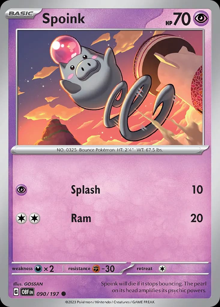 Spoink — Obsidian Flames 90 Pokémon card