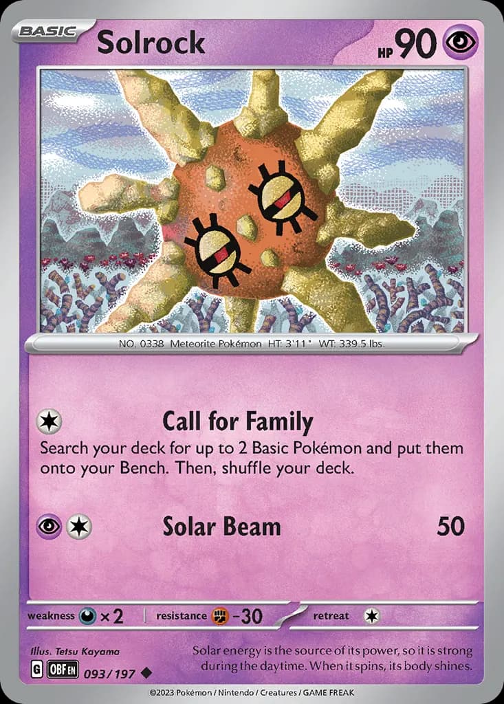 Solrock — Obsidian Flames 93 Pokémon card
