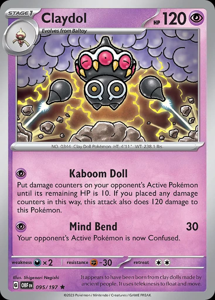Claydol — Obsidian Flames 95 Pokémon card