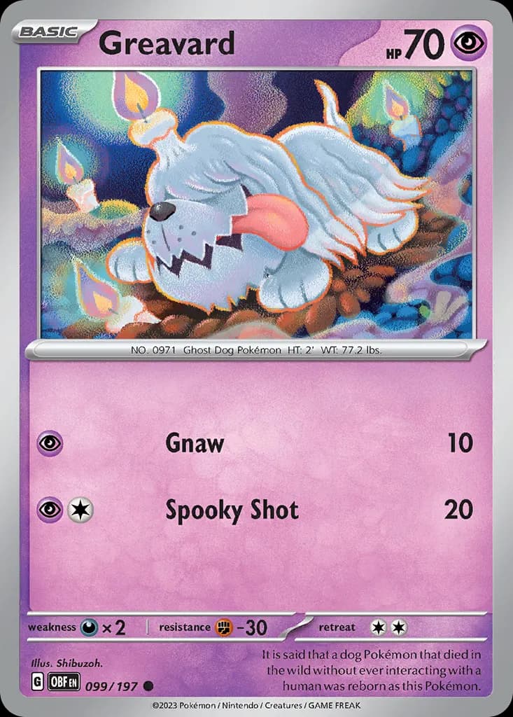 Greavard — Obsidian Flames 99 Pokémon card