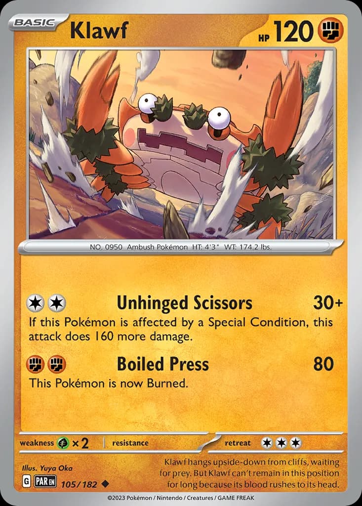 Klawf — Paradox Rift 105 Pokémon card