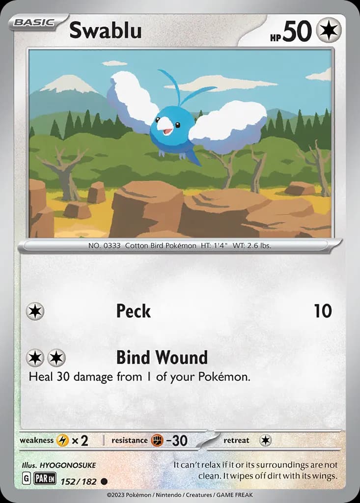 Swablu — Paradox Rift 152 Pokémon card