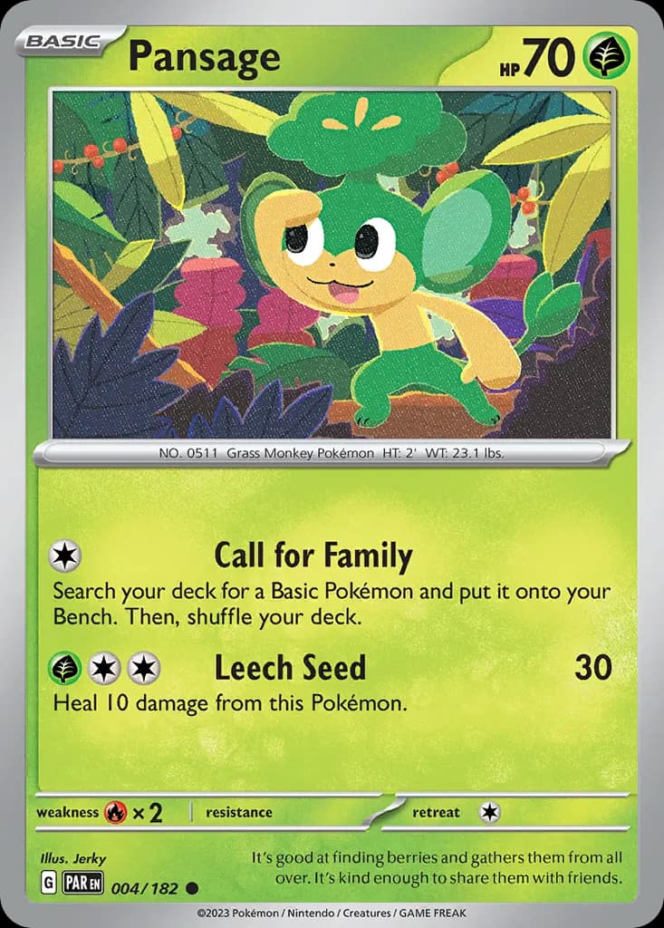 Pansage — Paradox Rift 4 Pokémon card