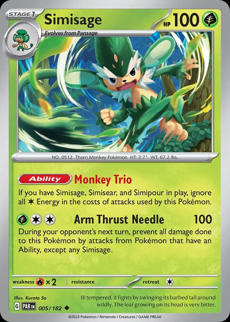 Simisage — Paradox Rift 5 Pokémon card
