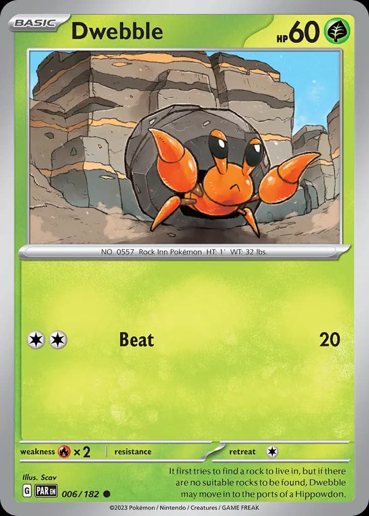 Dwebble — Paradox Rift 6 Pokémon card