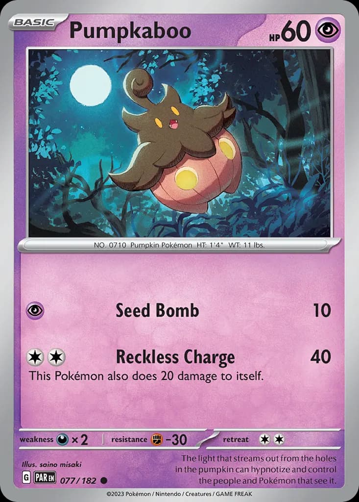 Pumpkaboo — Paradox Rift 77 Pokémon card