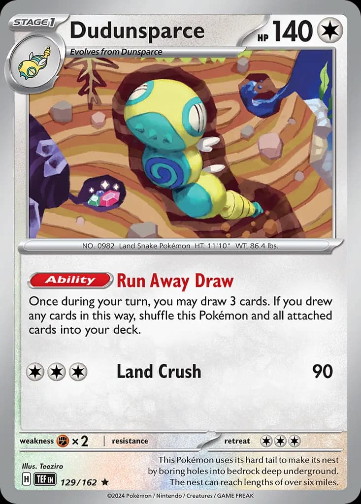 Dudunsparce — Temporal Forces 129 Pokémon card