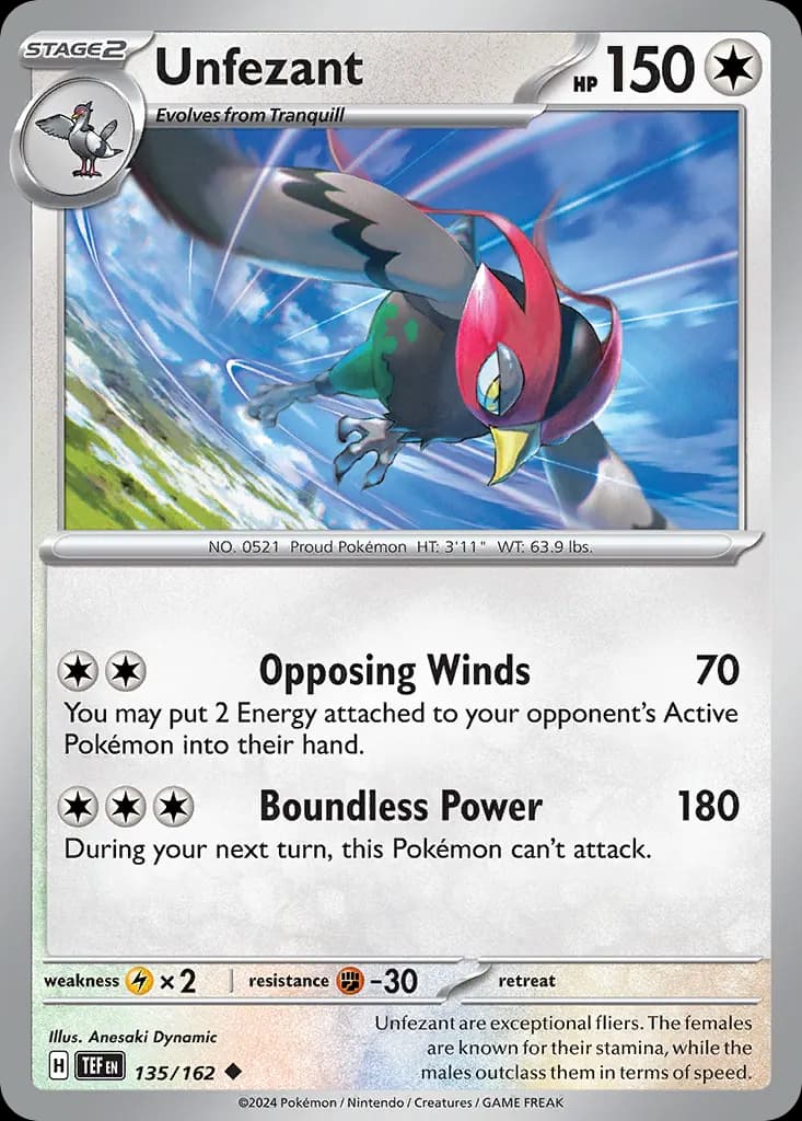 Unfezant — Temporal Forces 135 Pokémon card