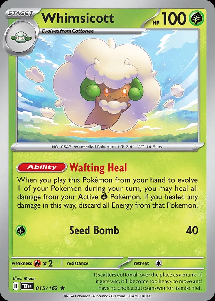 Whimsicott — Temporal Forces 15 Pokémon card