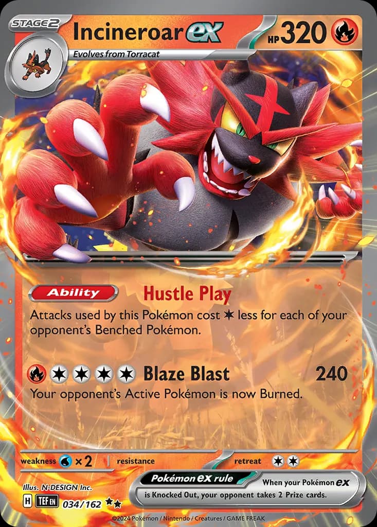 Incineroar ex — Temporal Forces 34 Pokémon card