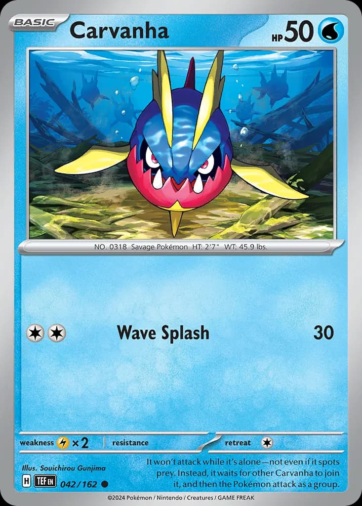 Carvanha — Temporal Forces 42 Pokémon card