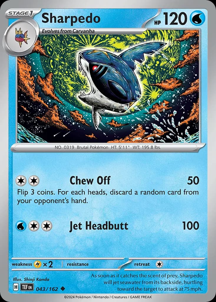 Sharpedo — Temporal Forces 43 Pokémon card