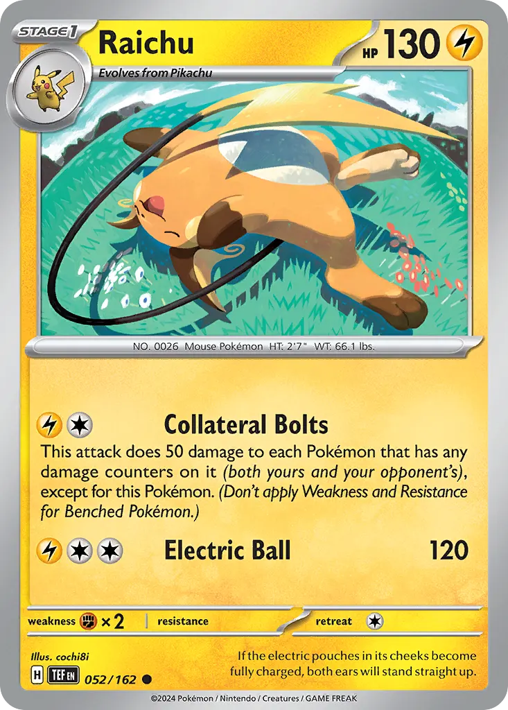 Raichu — Temporal Forces 52 Pokémon card
