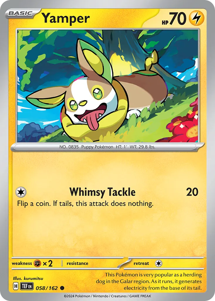 Yamper — Temporal Forces 58 Pokémon card