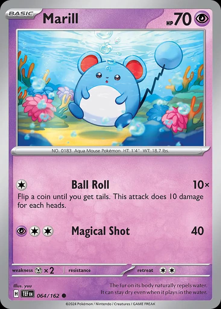Marill — Temporal Forces 64 Pokémon card