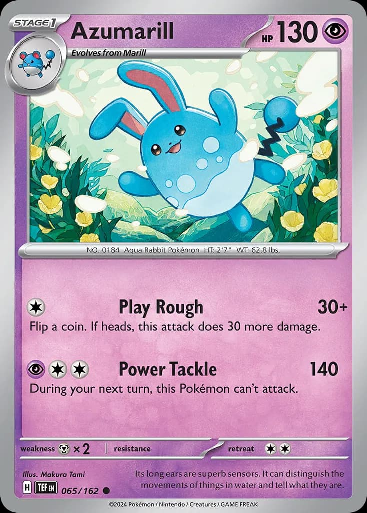 Azumarill — Temporal Forces 65 Pokémon card