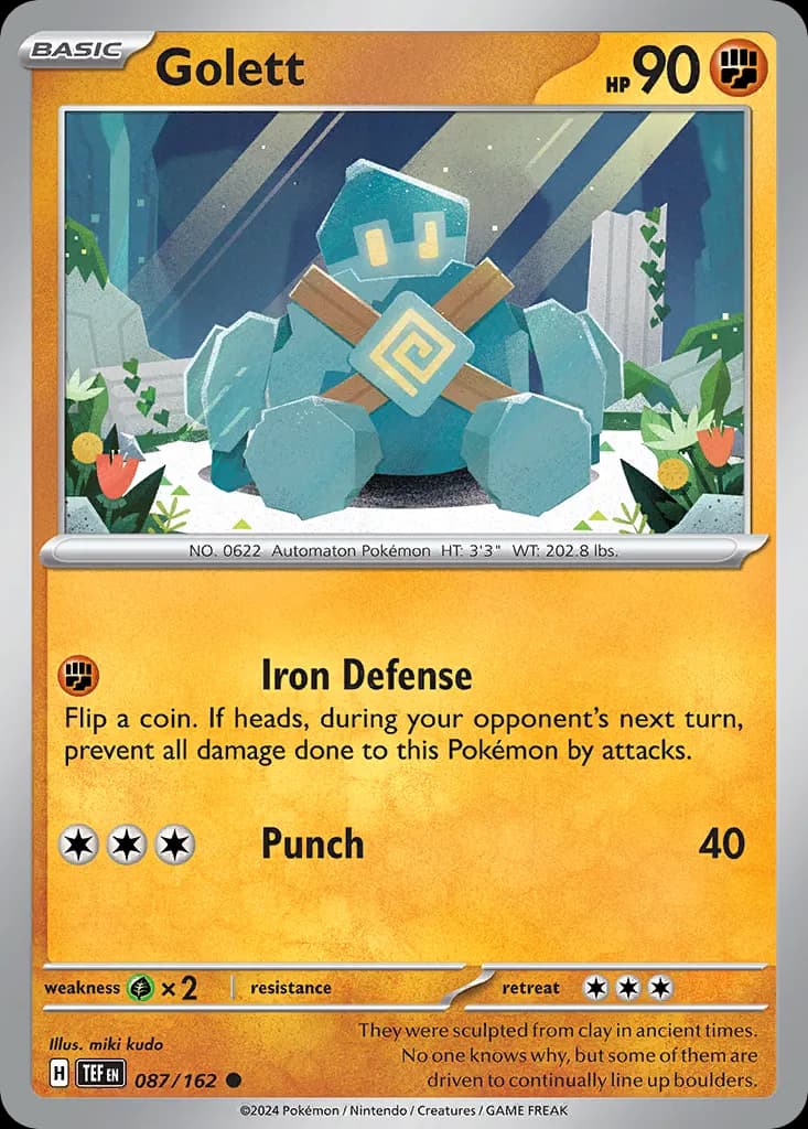 Golett — Temporal Forces 87 Pokémon card