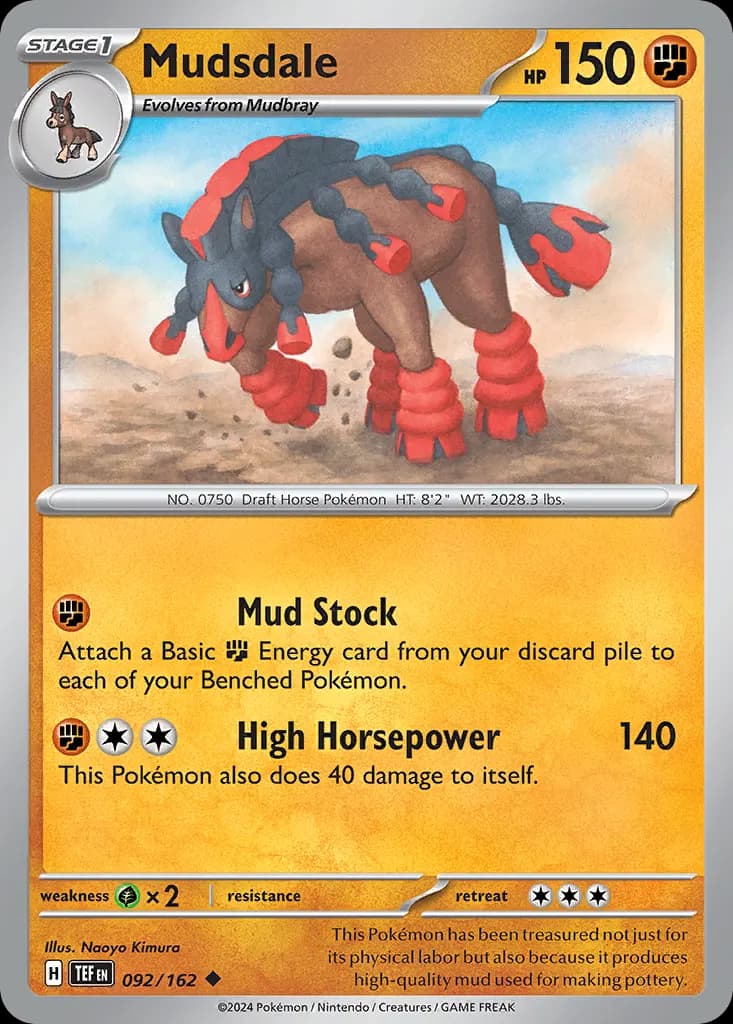 Mudsdale — Temporal Forces 92 Pokémon card