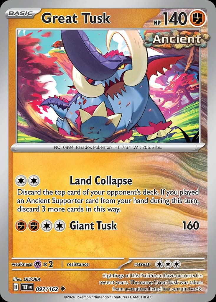 Great Tusk — Temporal Forces 97 Pokémon card