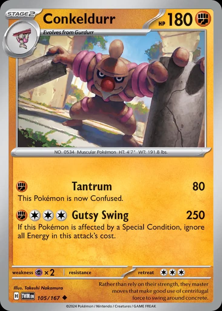 Conkeldurr — Twilight Masquerade 105 Pokémon card